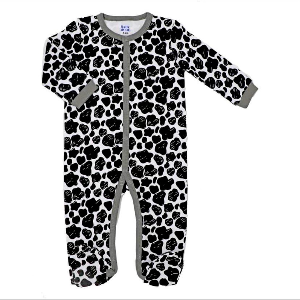 One piece footed snap up cow print pj brand new very soft cotton
